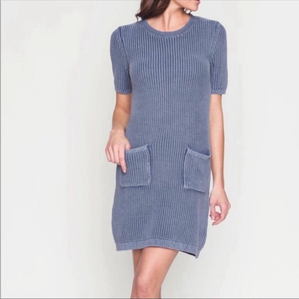 MO:VINT Wash Effect Short Sleeve Sweater Dress Small